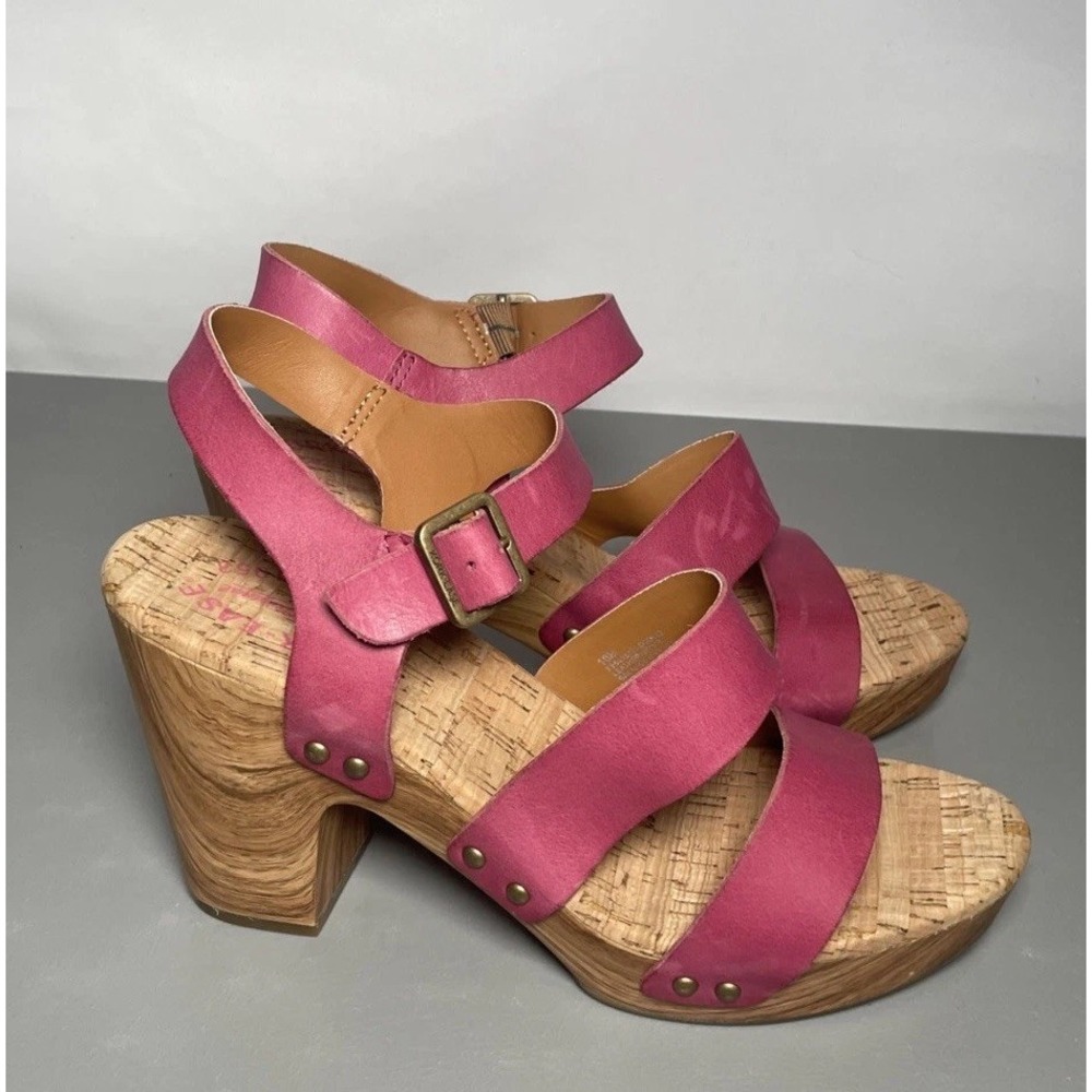 Kork Ease Slingback Sandals Womens 10M Fuchsia Rose Leather Platform Chunky Heel